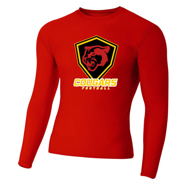 Hawthorne Long-sleeve Compression Tee with Cougar Logo (#00250009)