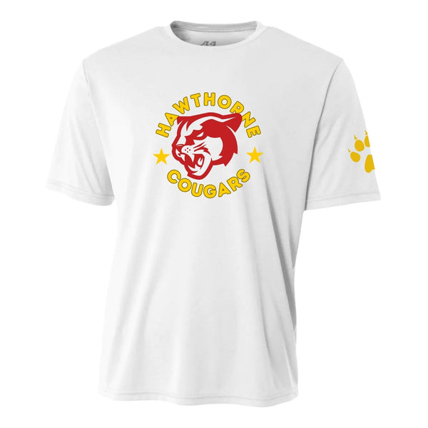 Hawthorne White Performance Tee with Cougar Logo (#00040010)